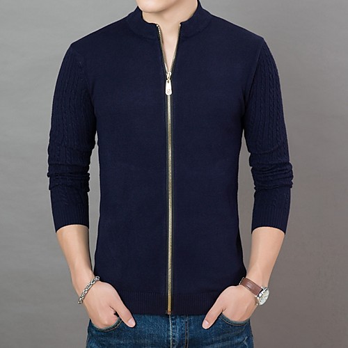 

Men's Solid Colored Long Sleeve Cardigan Sweater Jumper, Stand Black / Red / Navy Blue US32 / UK32 / EU40 / US34 / UK34 / EU42 / US38 / UK38 / EU46