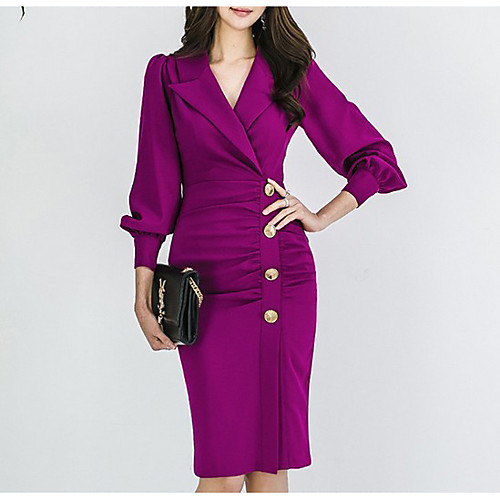 

Women's Bodycon Dress - Solid Colored Purple S M L XL