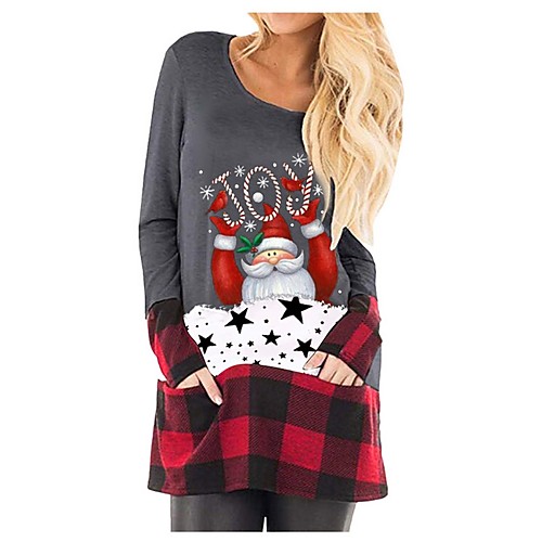 

Women's Daily T-shirt - Cartoon Santa Claus Black