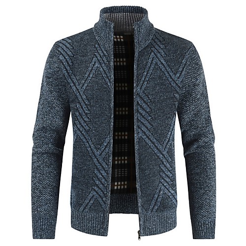 

Men's Solid Colored Long Sleeve Cardigan Sweater Jumper, Stand Light gray / Brown / Dark Gray M / L / XL