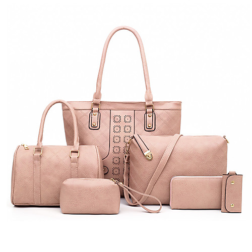 

Women's Zipper PU Bag Set Solid Color 6 Pieces Purse Set Dark Brown / Almond / Blushing Pink