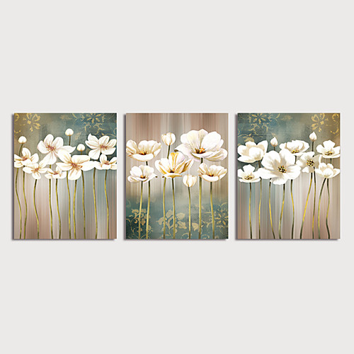 

Oil Painting Hand Painted - Floral / Botanical Modern Stretched Canvas / Three Panels