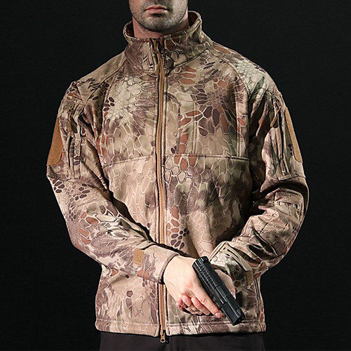 фото Муж. куртка для охоты на открытом воздухе водонепроницаемость с защитой от ветра защитный весна осень камуфляж эластан коричневый военно-зеленный камуфляжный lightinthebox