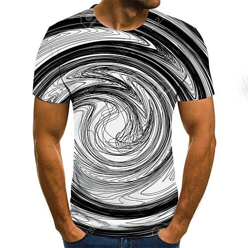 

Men's Daily Sports Basic / Exaggerated T-shirt - Color Block / 3D / Skull Black & White, Print Rainbow