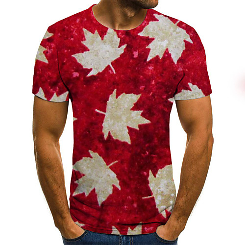 

Men's Daily Sports Basic / Exaggerated T-shirt - Color Block / 3D / Graphic Black & White, Print Red