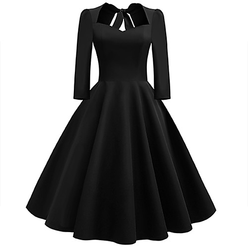 

Audrey Hepburn Vintage Inspired Dress Women's Spandex Costume Black / Wine / Purple Vintage Cosplay Street Long Sleeve