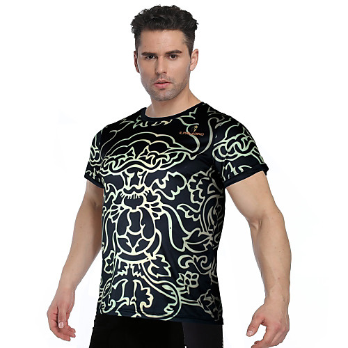 

ILPALADINO Men's Ice Silk Running T-Shirt Crew Neck Fitness UV Resistant Sportswear Sweatshirt Short Sleeve Activewear Stretchy