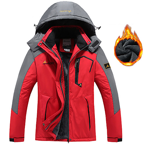 

Men's Hiking Jacket Winter Outdoor Waterproof Windproof Breathable Warm Jacket Top Fleece Full Length Hidden Zipper Ski / Snowboard Climbing Camping / Hiking / Caving Black / Sky Blue / Light Red