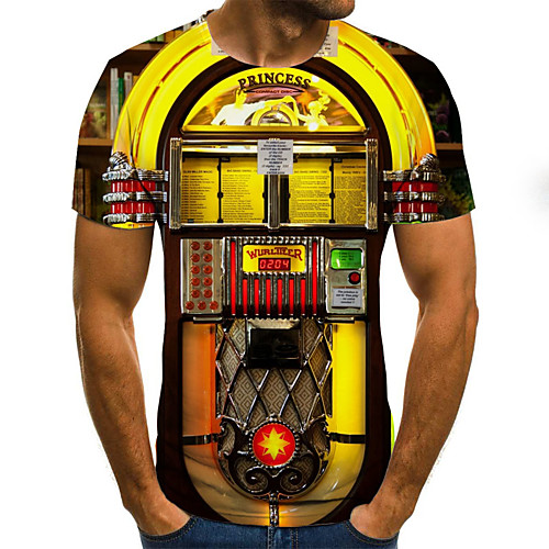 

Men's Daily Sports Basic / Exaggerated T-shirt - Color Block / 3D Black & White, Print Rainbow