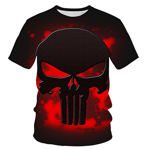 

Men's Daily Holiday Punk & Gothic / Exaggerated T-shirt - Color Block Print Red