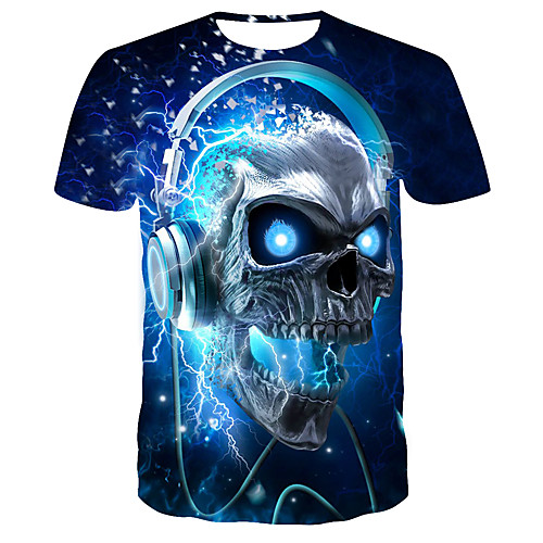 

Men's Daily Club Street chic / Punk & Gothic T-shirt - Color Block / Graphic Print Blue