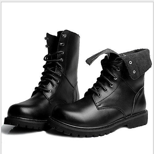 

Men's Combat Boots Leather Fall Boots Booties / Ankle Boots Black / Brown