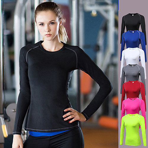 

Women's Yoga Top Solid Color Black White Fuchsia Green Red Yoga Running Fitness Top Long Sleeve Sport Activewear Moisture Wicking Quick Dry Comfortable Stretchy