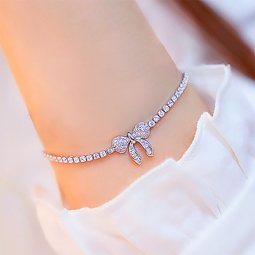 

Women's Cubic Zirconia Bracelet Pendant Bracelet Classic Precious Simple Casual / Sporty Fashion Alloy Bracelet Jewelry Rose Gold / Silver For Daily Street Work