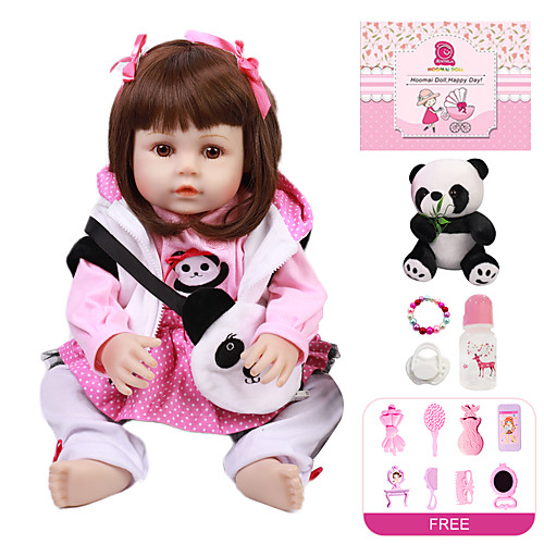 

18 inch Reborn Doll Baby Girl Kids / Teen with Clothes and Accessories for Girls' Birthday and Festival Gifts / Full Body Silicone / Full Body Silicone