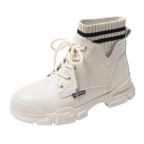 

Women's Sneakers Flat Heel Round Toe PU Classic Winter Black / Beige