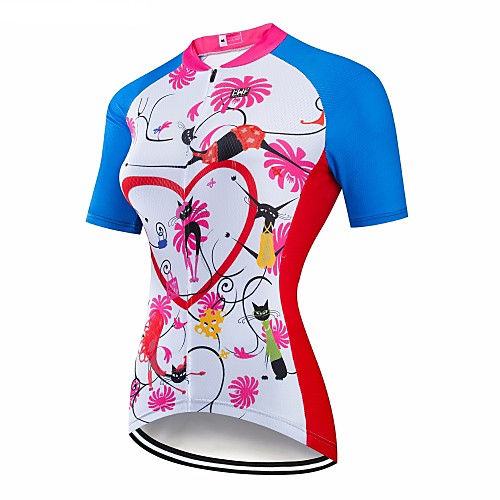 

CAWANFLY Women's Short Sleeve Cycling Jersey Sky BlueWhite Geometic Bike Jersey Top Mountain Bike MTB Road Bike Cycling Breathable Quick Dry Back Pocket Sports Terylene Clothing Apparel / Advanced