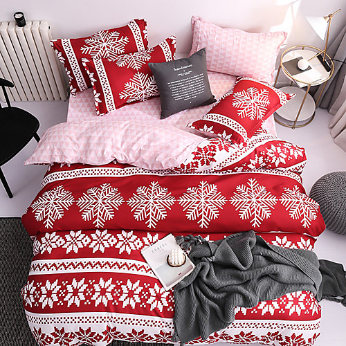 

комплект постельных принадлежностей на рождество с принтом дед мороз подарочная 3d простыня наволочка и пододеяльник красное постельное белье постельное белье