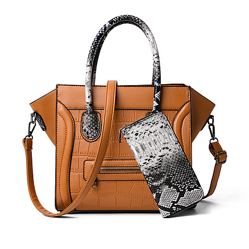 

Women's Zipper PU Bag Set Color Block 2 Pieces Purse Set Black / Brown / Red / Snakeskin