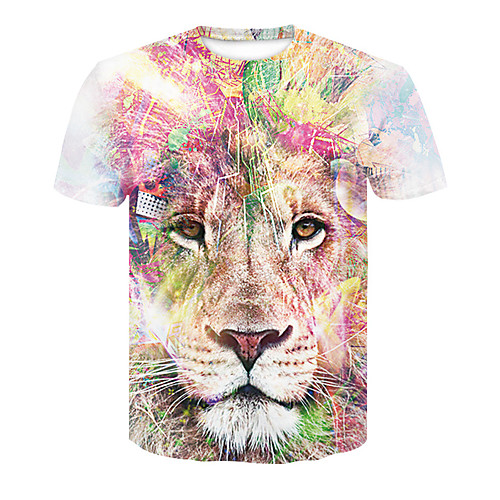 

Men's Daily Going out Basic / Street chic T-shirt - Geometric Print Rainbow