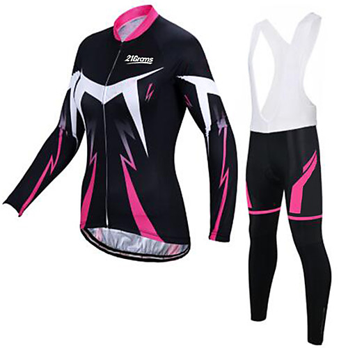 

21Grams Women's Long Sleeve Cycling Jersey with Tights Pink / Black Skull Bike Clothing Suit Breathable Quick Dry Ultraviolet Resistant Winter Sports Skull Mountain Bike MTB Road Bike Cycling