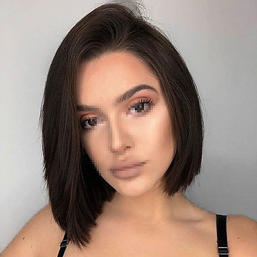 

Human Hair Lace Front Wig Asymmetrical style Brazilian Hair Yaki Straight Natural Wig 180% Density with Baby Hair Women Side Part Women's Medium Length Human Hair Lace Wig Premierwigs