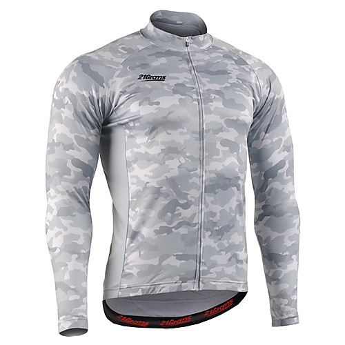 

21Grams Men's Long Sleeve Cycling Jersey Winter Fleece 100% Polyester Titanium Bike Jersey Padded Shorts / Chamois Top Mountain Bike MTB Road Bike Cycling UV Resistant Breathable Quick Dry Sports