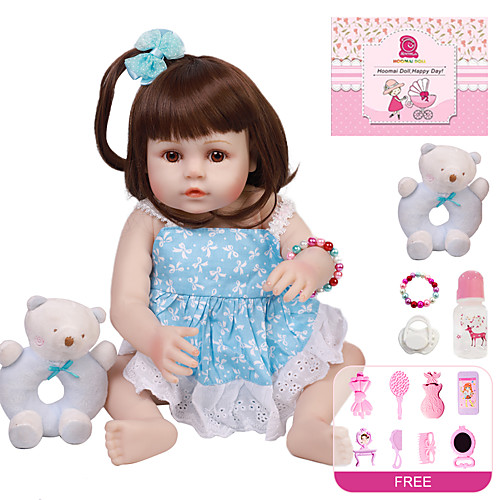 

18 inch Reborn Doll Baby Girl Kids / Teen with Clothes and Accessories for Girls' Birthday and Festival Gifts / Full Body Silicone / Full Body Silicone