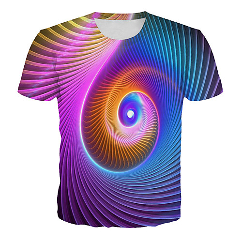 

Men's Plus Size 3D Graphic Rubik's Cube Print T-shirt Basic Exaggerated Daily Club Round Neck Rainbow / Short Sleeve