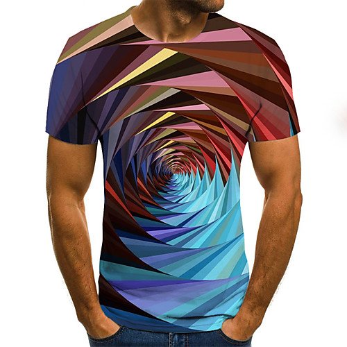 

Men's Daily Sports Basic / Exaggerated T-shirt - Color Block / 3D Black & White, Print Rainbow