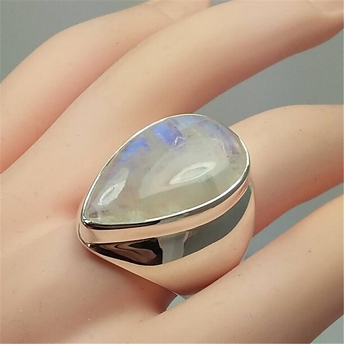 

Women's Band Ring Ring Moonstone 1pc Rainbow Copper Silver Plated Glass Geometric Vintage Fashion Party Daily Jewelry 3D Precious Cool