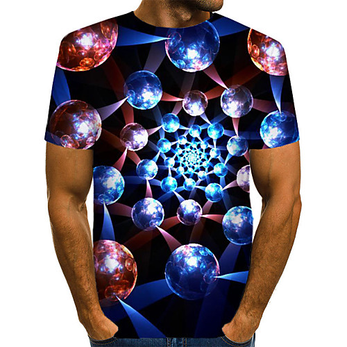 

Men's Daily Going out Street chic / Exaggerated T-shirt - 3D / Graphic / Letter Pleated / Print Rainbow