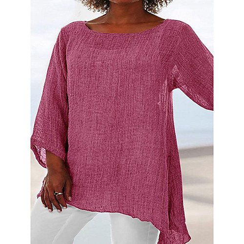 

Women's Daily Basic T-shirt - Solid Colored Patchwork Black