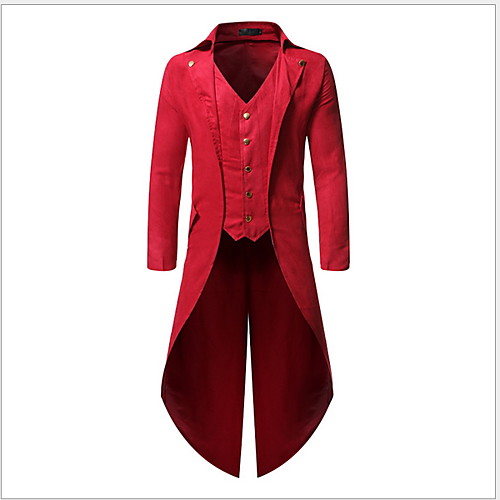 

Men's Daily Winter Long Jacket, Solid Colored Peaked Lapel Long Sleeve Polyester Black / Purple / Red