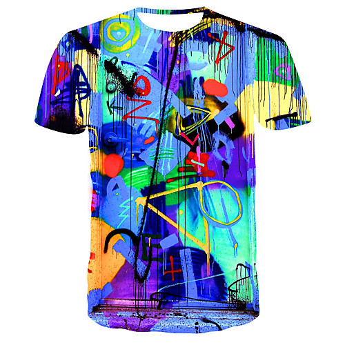 

Men's Daily Club Street chic / Punk & Gothic T-shirt - Color Block / Graphic Print Rainbow