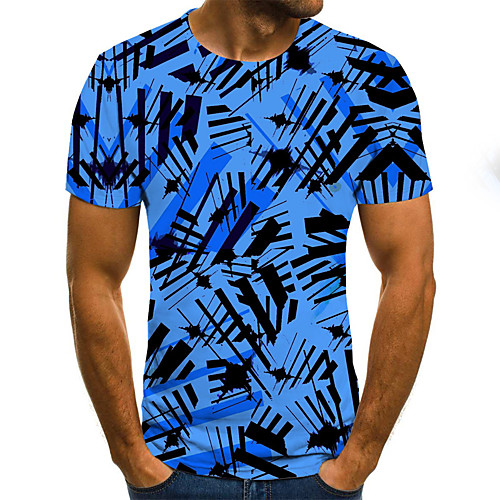 

Men's Daily Basic / Street chic T-shirt - Geometric / 3D Print Blue