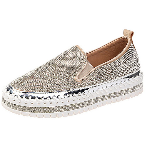 

Women's Loafers & Slip-Ons Flat Heel Round Toe PU Fall & Winter Black / Silver