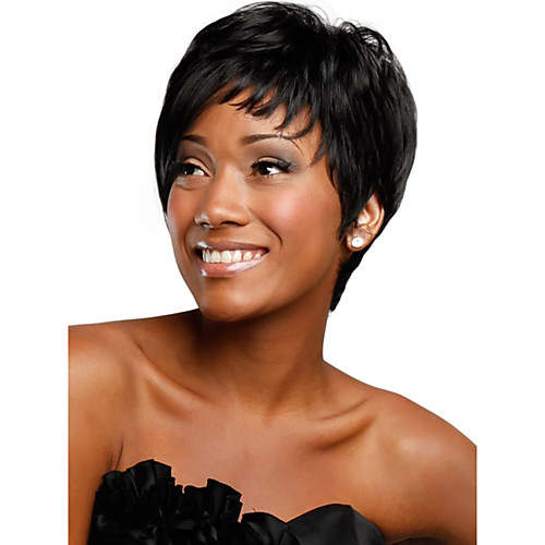 

Human Hair Capless Wigs Human Hair Straight / Natural Straight Bob / Pixie Cut / Layered Haircut / Asymmetrical Style Cool / Fashion / Comfortable Black / White Short Capless Wig Women's / All