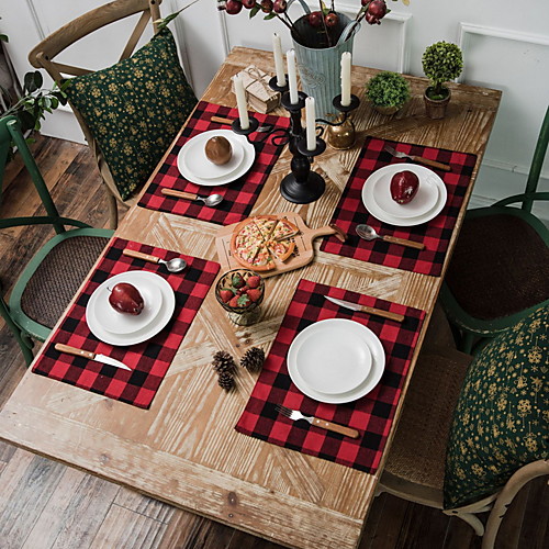 

Classic polyester fibre Square Placemat Geometric Table Decorations 1 pcs