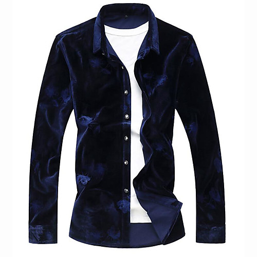 

Men's Plus Size Geometric Color Block Print Shirt Elegant Street chic Going out Club Black / Blue / Long Sleeve