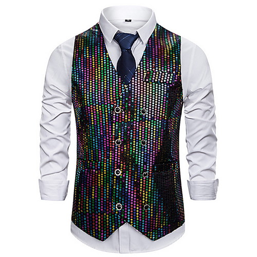 

Men's Vest Shirt Collar Polyester Black