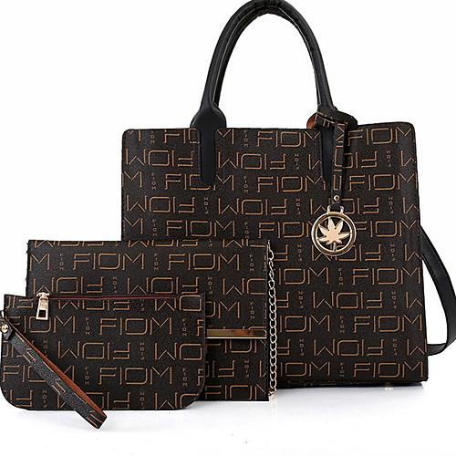

Women's Zipper PU Bag Set 3 Pcs Purse Set Black / Beige