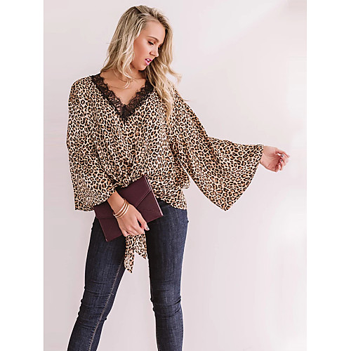 

Women's Daily Street chic T-shirt - Leopard Print Brown