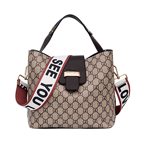 

Women's Zipper PU Top Handle Bag Geometric Pattern Brown / Red / Green