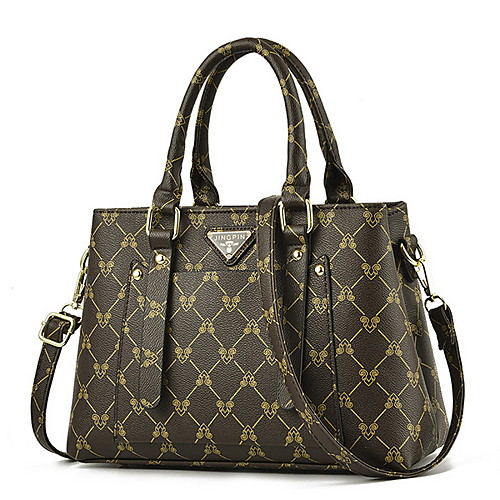 

Women's PU Top Handle Bag Lattice Black / White / Red
