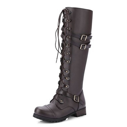 

Women's Boots Flat Heel Round Toe PU Mid-Calf Boots Fall & Winter Black / Brown / Dark Brown