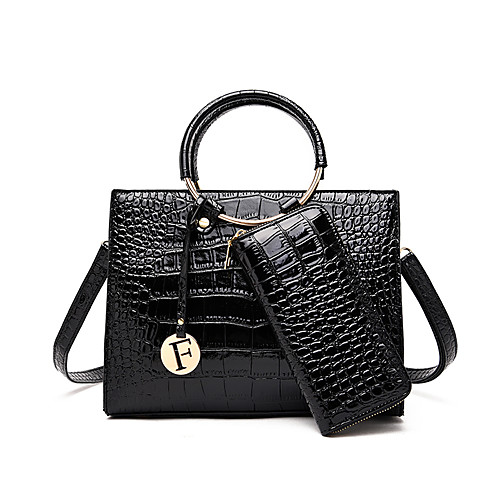 

Women's Zipper PU Bag Set Solid Color 2 Pieces Purse Set Black / Brown / Red
