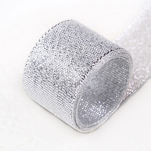 

Wide Premium Glitter Metallic Sparkle Fabric Ribbon for Wedding, Home Decoration, Chrismas Gift Wrapping Cake Packaging
