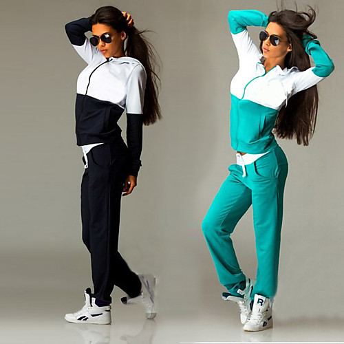 

Women's 2-Piece Full Zip Tracksuit Sweatsuit Streetwear 2pcs Winter Running Fitness Jogging Thermal / Warm Breathable Moisture Wicking Sportswear Plus Size Royal Blue Emerald Green Clothing Suit Long