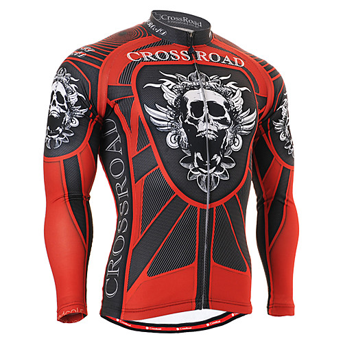 

21Grams Women's Long Sleeve Cycling Jersey Black / Red Skull Bike Jersey Padded Shorts / Chamois Top Mountain Bike MTB Road Bike Cycling UV Resistant Breathable Quick Dry Sports Winter 100% Polyester